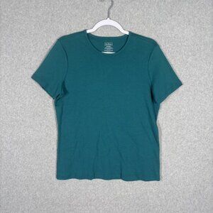 LL Bean Shirt Medium Womens Teal Supima Cotton Stretch Soft Basic GORP Casual